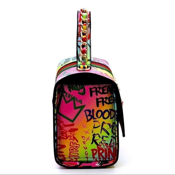 ⭐️Host Pick⭐️2-N-1 Grafitti Print Queen Bee Stripe Boxy Satchel - Picture 5 of 10